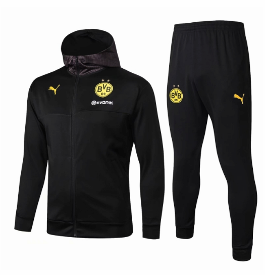 2019-2020 veste d'entraînement Borussia Dortmund avec cagoule costume noir